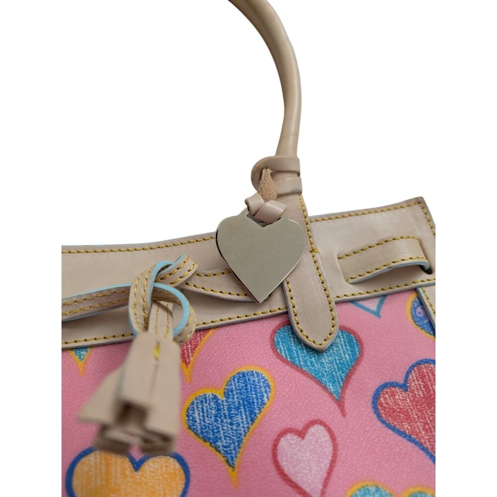 Dooney & Bourke Vintage Y2K Scribble Hearts Tassel Tote Shoulder Bag - Picture 8 of 16